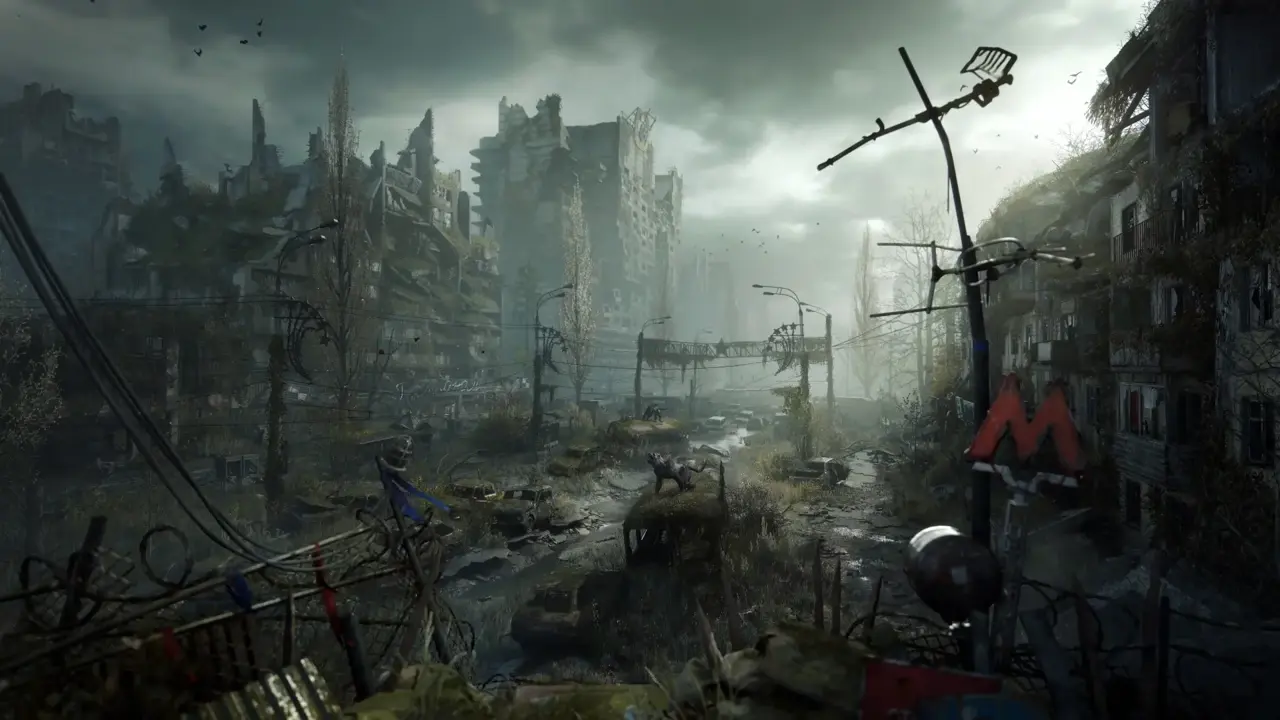 Poisoned Moscow skyline and streets in METRO 2039