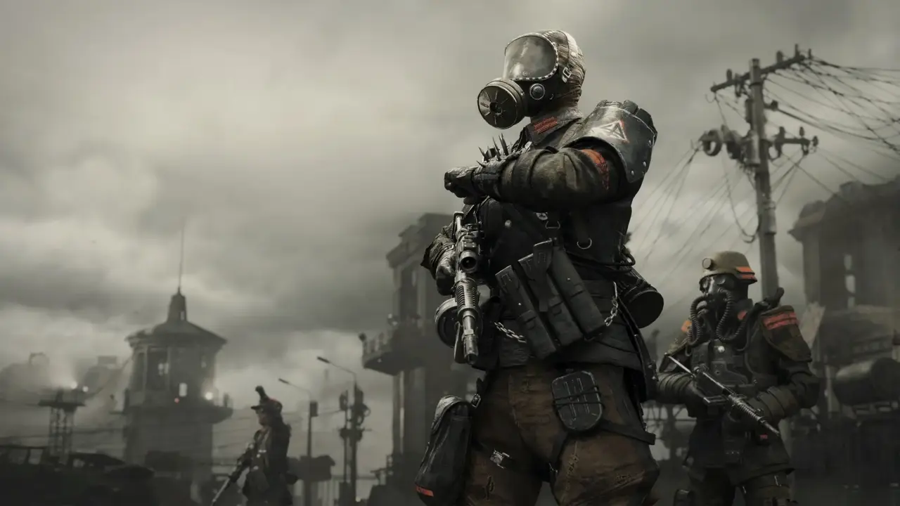 Novoreich iconography towering over a Metro platform in METRO 2039