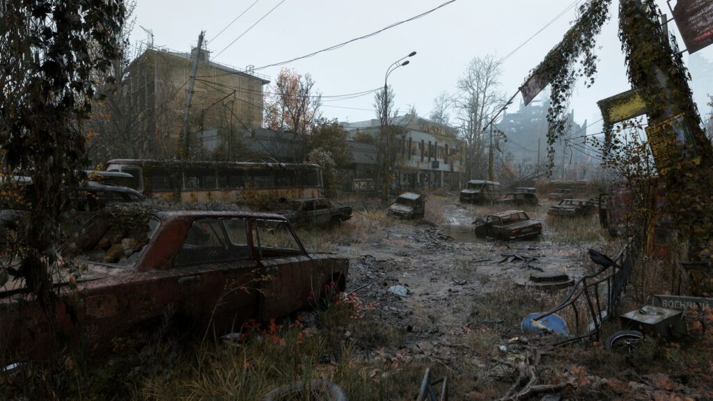 Looted interior from METRO 2039 where crafting parts hide in Frozen Stories